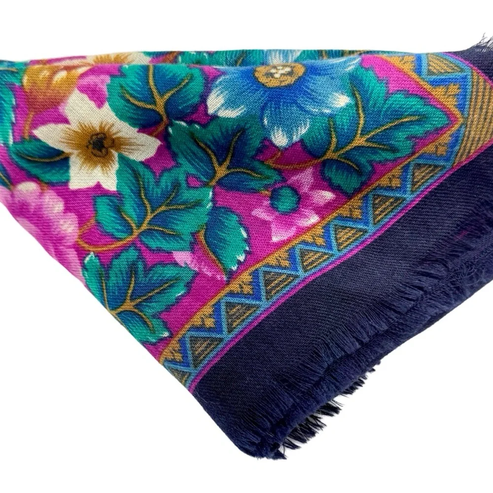 Vintage Morgan Taylor Floral Wool Scarf - Picture 7 of 7